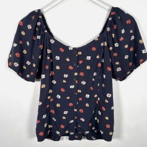 Madewell Ember Floral Button Down Blouse Top Sz S Smocked Back